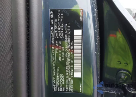 2025 Volvo Xc90 B6 Ultra z USA, uszkodzony, nr VIN YV4062JF1S1311315
